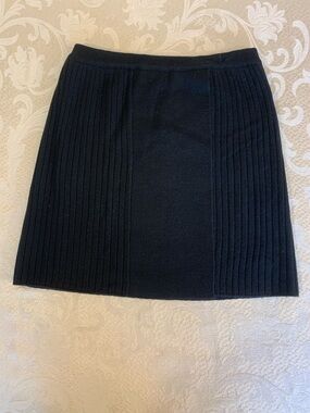 Banana Republic Black Ribbed Mock Wrap Panel Mini Skirt